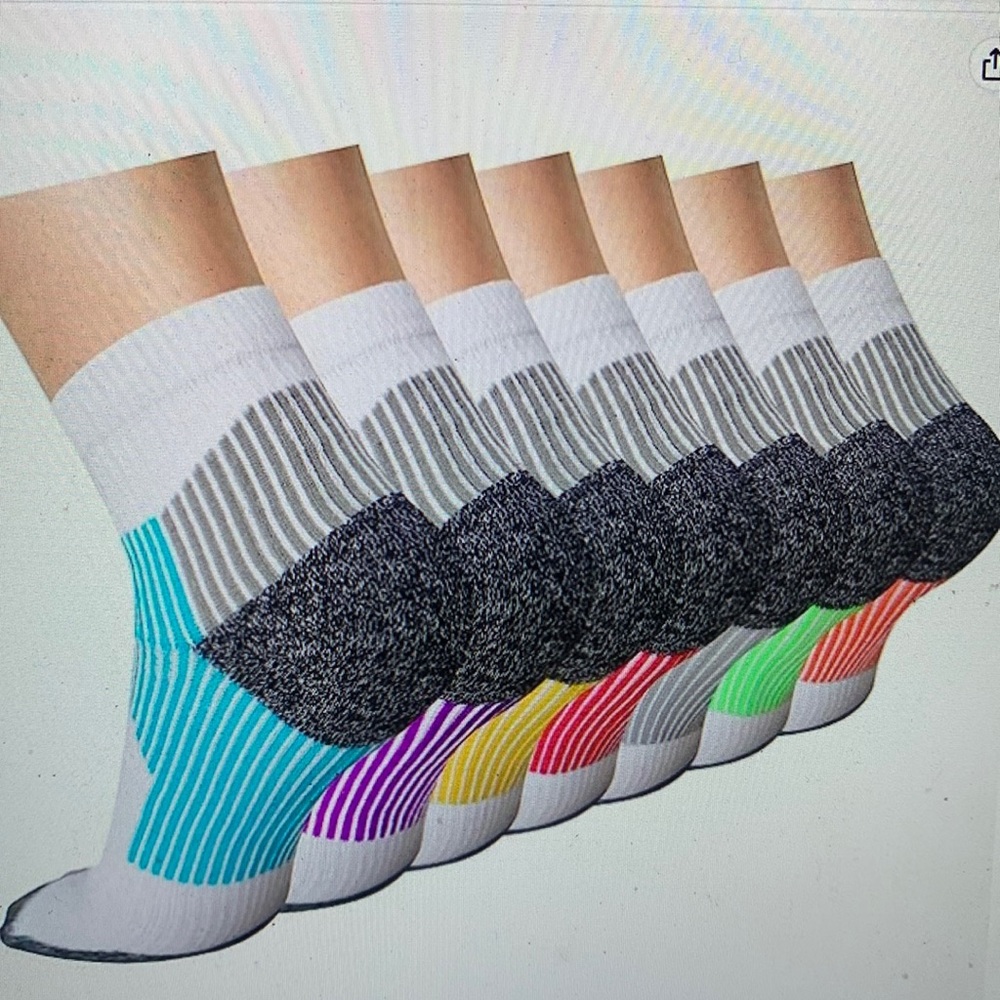 2 Men or women multi pack of short compression socks, white with assorted colors